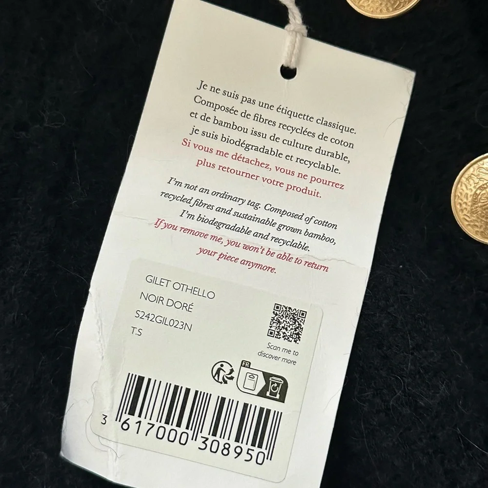 Sezane Othello Black Cardigan with Gold Buttons - Picture 5 of 9